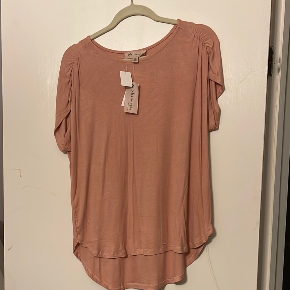 Philosophy Pink Asymmetrical Tunic Blouse